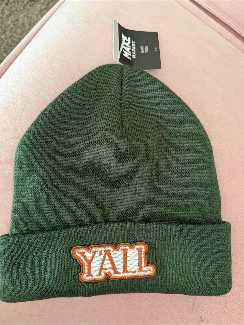 Unbranded Kids Green 'Y'ALL' Knit Beanie